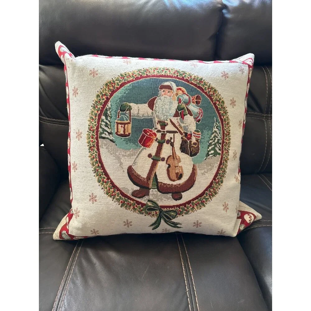Vintage Santa Claus Decorative Feather Throw Pillow 23